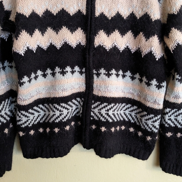 Vintage Lord & Taylor Fair Isle Sweater Full Zip Wool Angora Large Festive - Picture 6 of 14